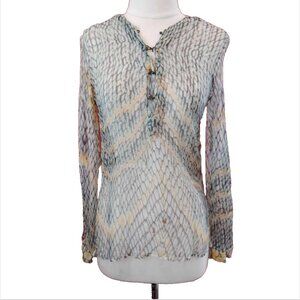Just Cavalli Sexy Sheer Silk Snake Blouse  Women's Italian Size 42 Made in Italy